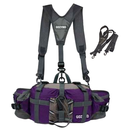 Gozyno Easywalker: Ergonomische Wandeltas voor Lange Afstanden - Gozyno Wandelheuptas Paars - Stabiel model met Borstband