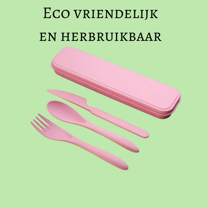 Eco vriendelijk bestek set voor onderweg