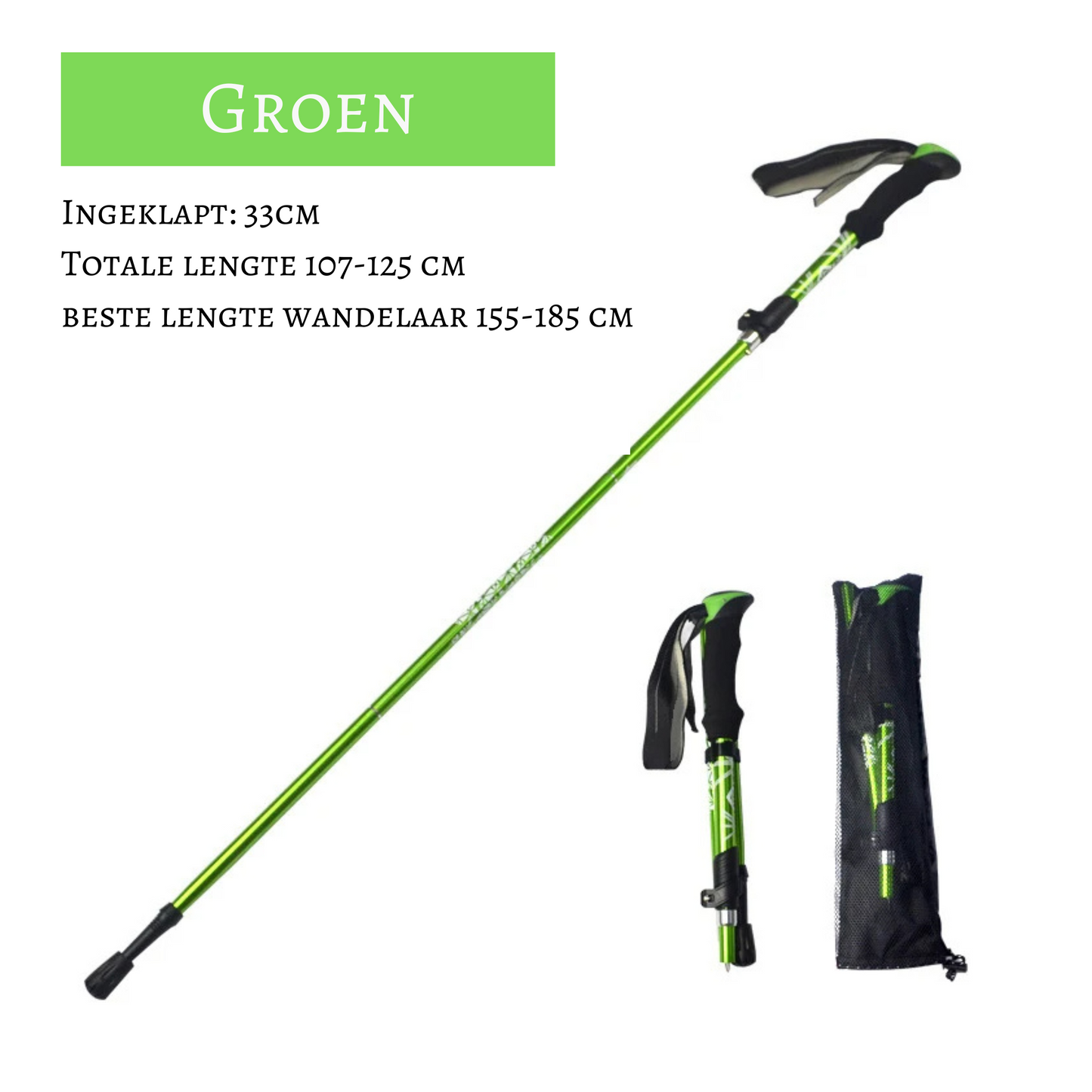 Gozyno Nordic Wandelstokken 7075 Aluminium Groen